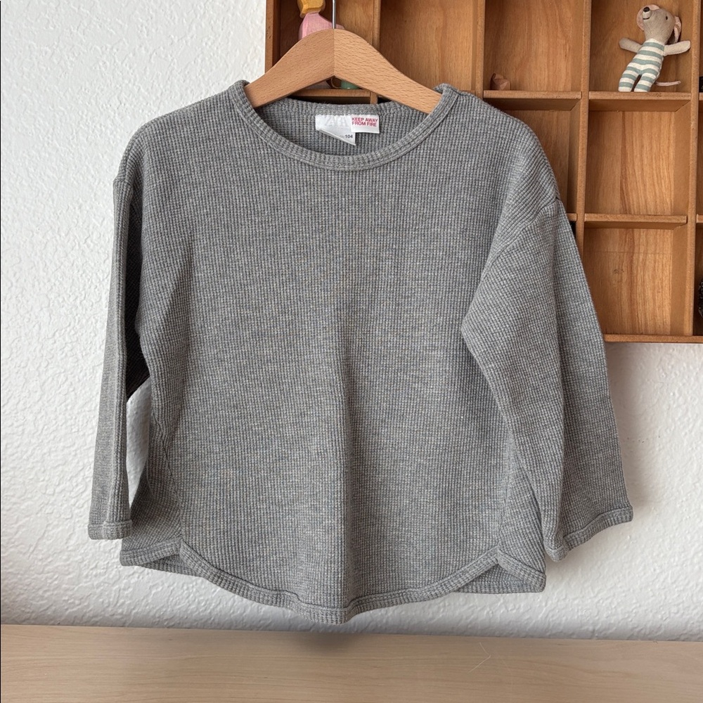 Zara Kids 3-4Y Long Sleeve Waffle Knit Shirt